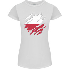 Torn Poland Flag Polish Day Football Womens Petite Cut T-Shirt