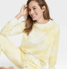 Women’s Stars Above Yellow Tie-Dye Beautifully Soft Fleece Sweatshirt, Size M