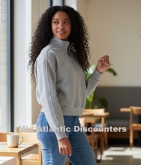 Athleta Forever Fleece 1/2 Zip Oversize Crop Mock Neck Sweatshirt Heather Gray S