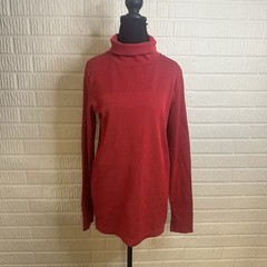 Athleta Flurry Turtleneck Blizzard Rib LS Red Thumbholes Nylon/Spandex Sz L Warm