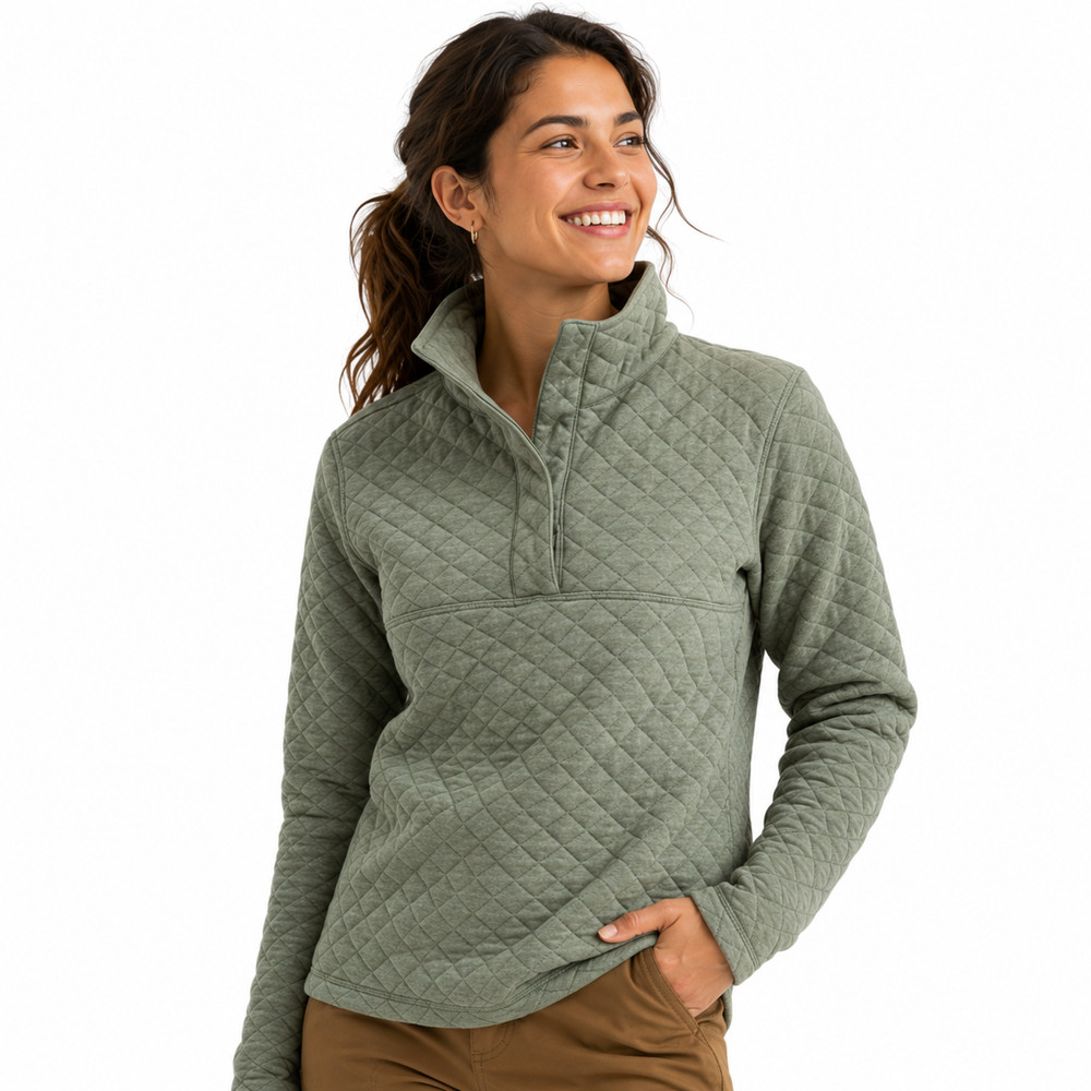 Avalanche Quilted Pullover Womens M Olive Green 1/4 Zip Outdoor Athleisure