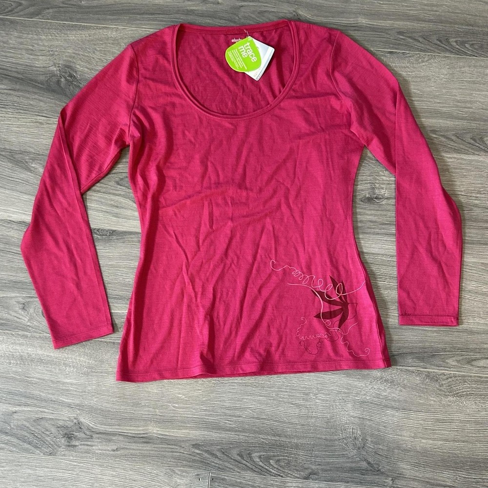Icebreaker Nature 200 Shirt Womens XL Pink Haven Scoop Base Layer Merino Wool
