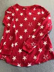 Sonoma Sweatshirt Womens Small Red Lightweight Terry July 4th Stars Print Crew