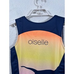 Oiselle Running Tank Top Womens MD Blue Orange Excellent Sunset Bird Singlet