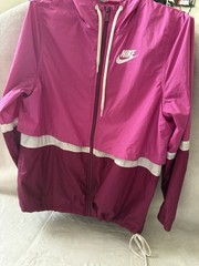 Nike Women’s Hooded Windbreaker Jacket Pink Purple Colorblock Full Zip Size M