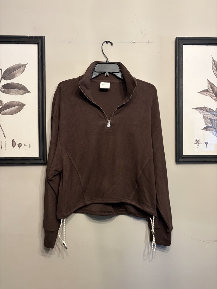 Varley Hawley Half Zip Sweatshirt Brown Size S