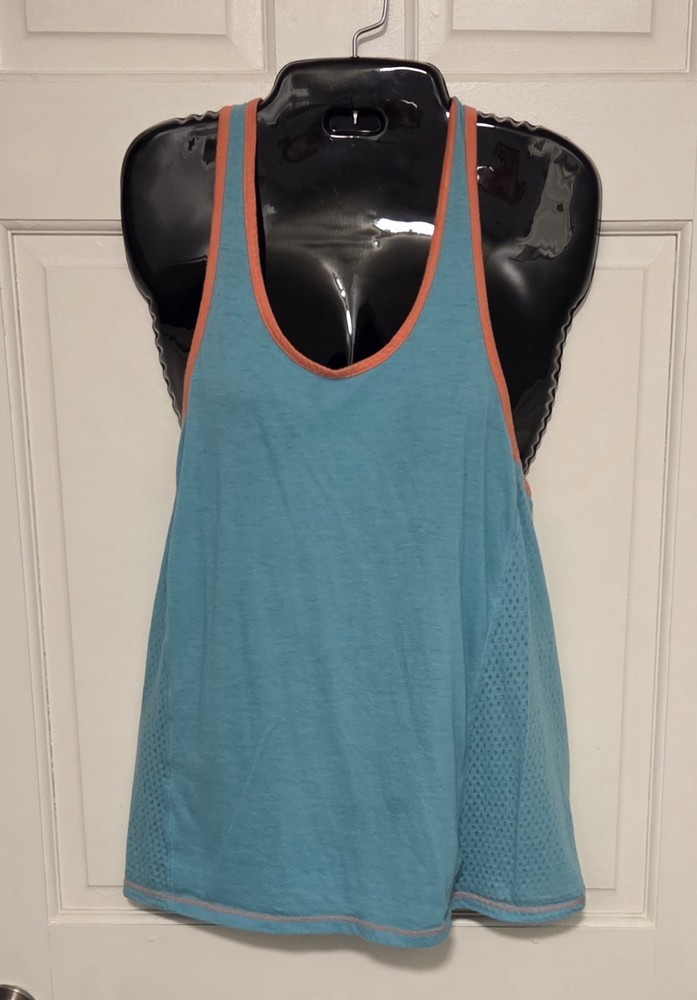 Champion Women’s M Racerback Tank Top Teal Blue Orange Mesh Athletic Gym…