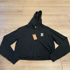 NWT Rag & Bone Women’s Principal Cropped Hoodie Logo Black Size XS