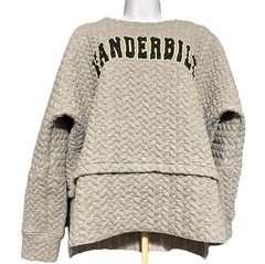 Vanderbilt University Quilted Sweatshirt Women Medium Sleeve Buttons Gray Preppy