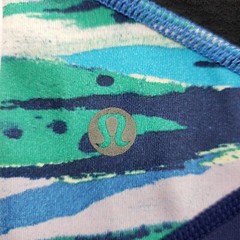 Lululemon Pants Women’s 8 Blue Colorful Trim Workout Activewear Crop Leggings