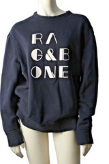 Rag & Bone Black Crew Neck Graphic Print Retro Sweatshirt Sweater Women Size S