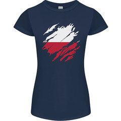 Torn Poland Flag Polish Day Football Womens Petite Cut T-Shirt