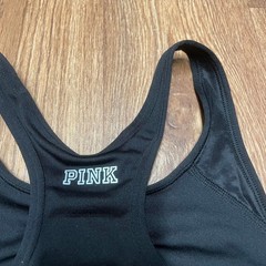 Pink Victorias Secret Ultimate Unlined Solid Black Racerback Sports Bra XS B70