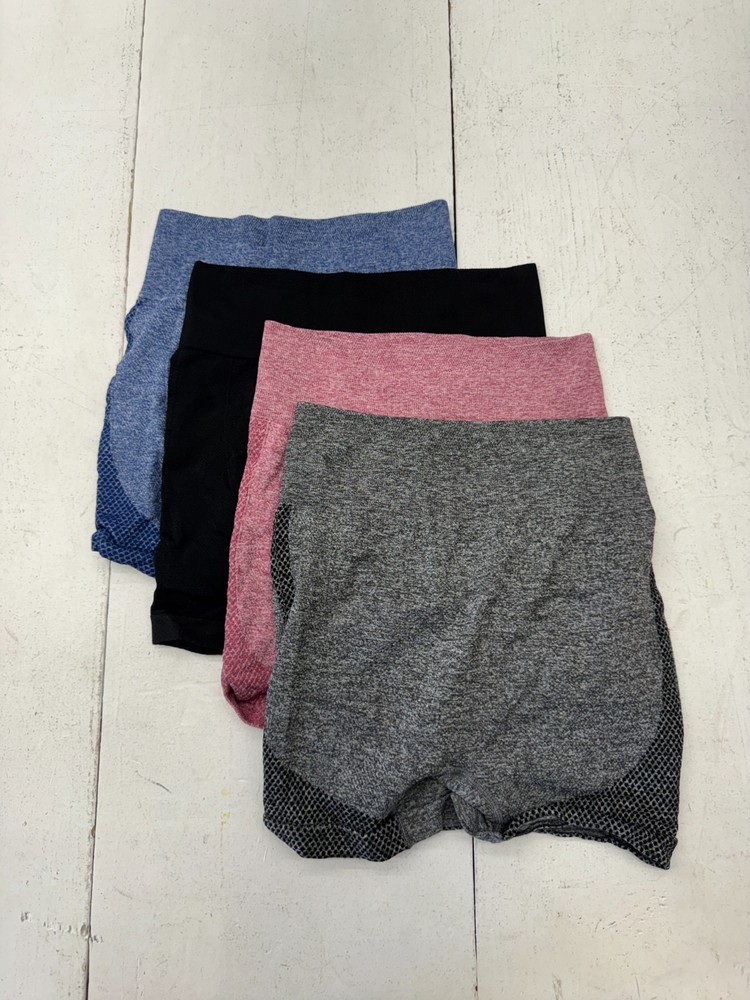 Shein 4 Pack Blue Black Pink Gray Athletic Biker Shorts Womens Size Medium