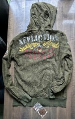Vintage Womens Affliction Full Zip Reversible? Hoodie Size PAIR Green & Black XS