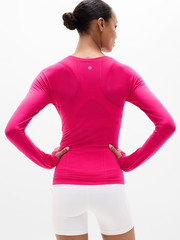 New Athleta M Momentum Seamless Top Dahlia Pink Medium Long Sleeve
