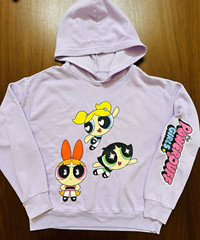 Cartoon Network Powerpuff Girls Purple Pullover Hoodie Women’s M Graphic