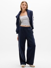 Athleta LT Large Tall Forever Fleece Wide Leg Navy Pants NWT! #767937