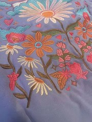 New Pink Palm Floral Embroidered Hoodie Pullover Cozy Casual Sweatshirt Women