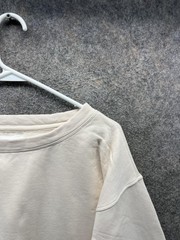 Anthropologie Sweatshirt Womens Small Beige Boat Neck Balloon Sleeve Pullover
