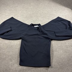 Zara Sweatshirt Medium M Balloon Sleeve Black Crewneck Boxy Fit