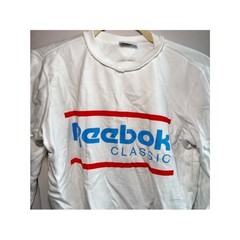 Reebok Classic White Blue Red Logo Crewneck Sweatshirt Fitted Size XS