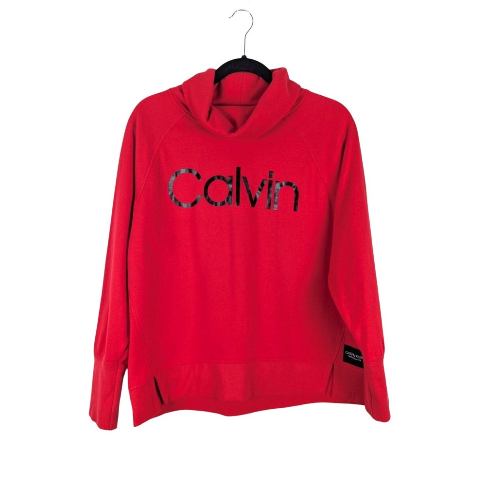 Calvin Klein Performance Women’s Red Cowl Neck Pullover Sweatshirt Size Large