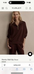 Varley Hawley Half Zip Sweat $150 MSRP Women’s Size Medium Chocolate Walnut