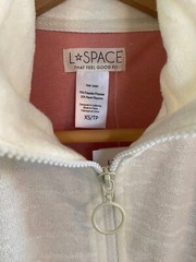 NWT L*Space Best Life Crop Pullover Half Zip Pockets Terry Cloth Pink Cream XS