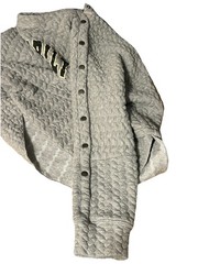 Vanderbilt University Quilted Sweatshirt Women Medium Sleeve Buttons Gray Preppy