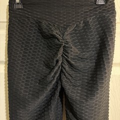 Women’s L Black Textured Scrunch Butt Leggings Stretch High Waist Gym