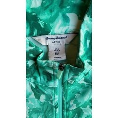 Tommy Bahama Active Green Floral Full Zip Jacket Mock Neck Large