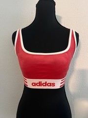 Adidas Sports Bra Velvet Red and White with Logo Size XS