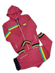Mens Rasta Tracksuit Multicolour 2 Piece Set Hoodie & Joggers Zip Pants Gym Wear