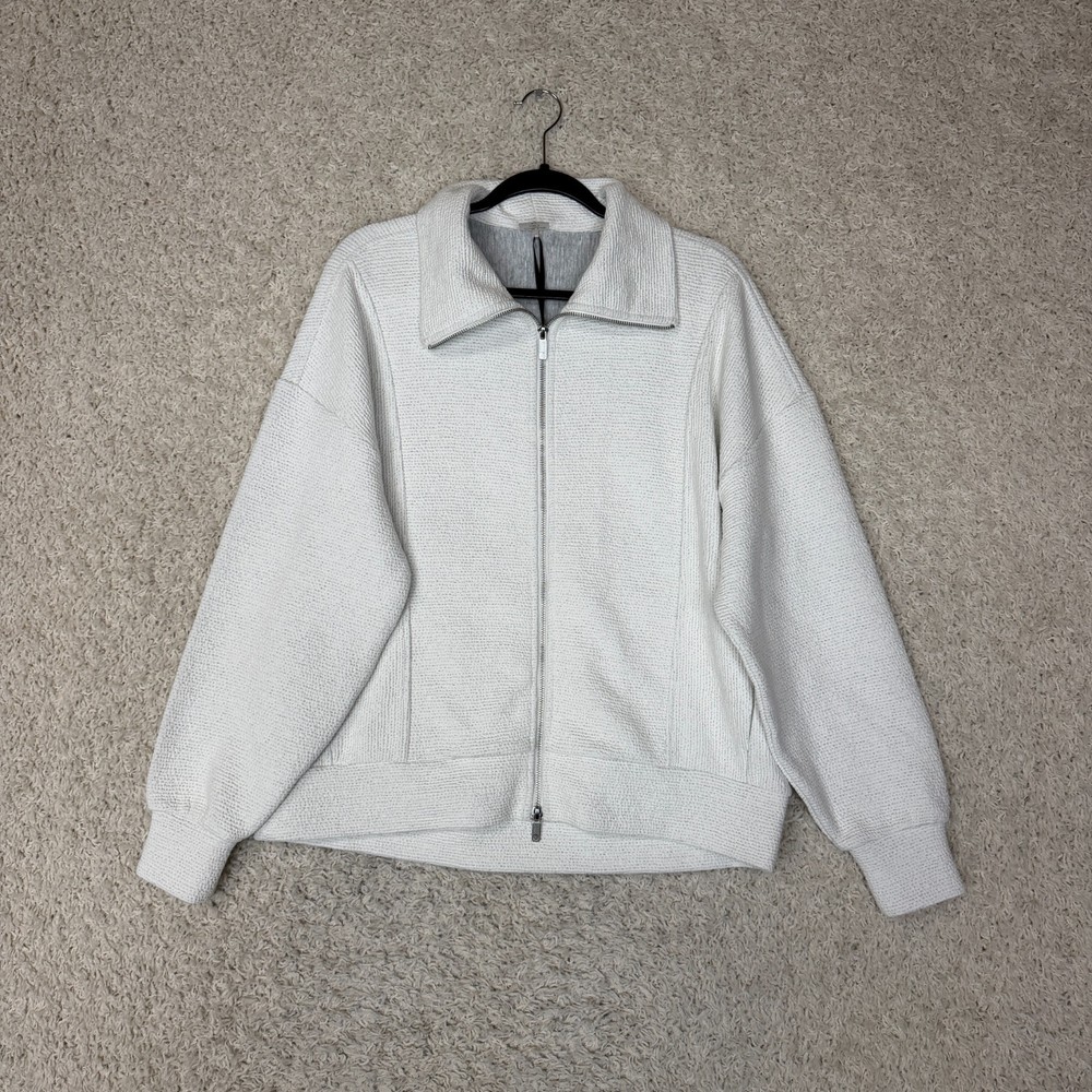 Calia Elevate Knit Zipped Jacket Womens Medium Raw White Relaxed NWT MSRP $98