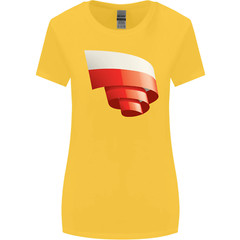 Curled Poland Flag Polish Day Football Womens Wider Cut T-Shirt