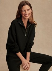 Varley DoubleSoft Hawley Half-Zip Sweatshirt Size XS Black Pullover