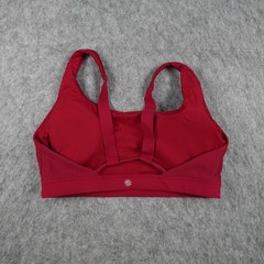 Athleta Sports Bra Women Large Red Exhale Ribbed Square Neck Yoga Workout Run