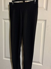 Women’s L Black Textured Scrunch Butt Leggings Stretch High Waist Gym
