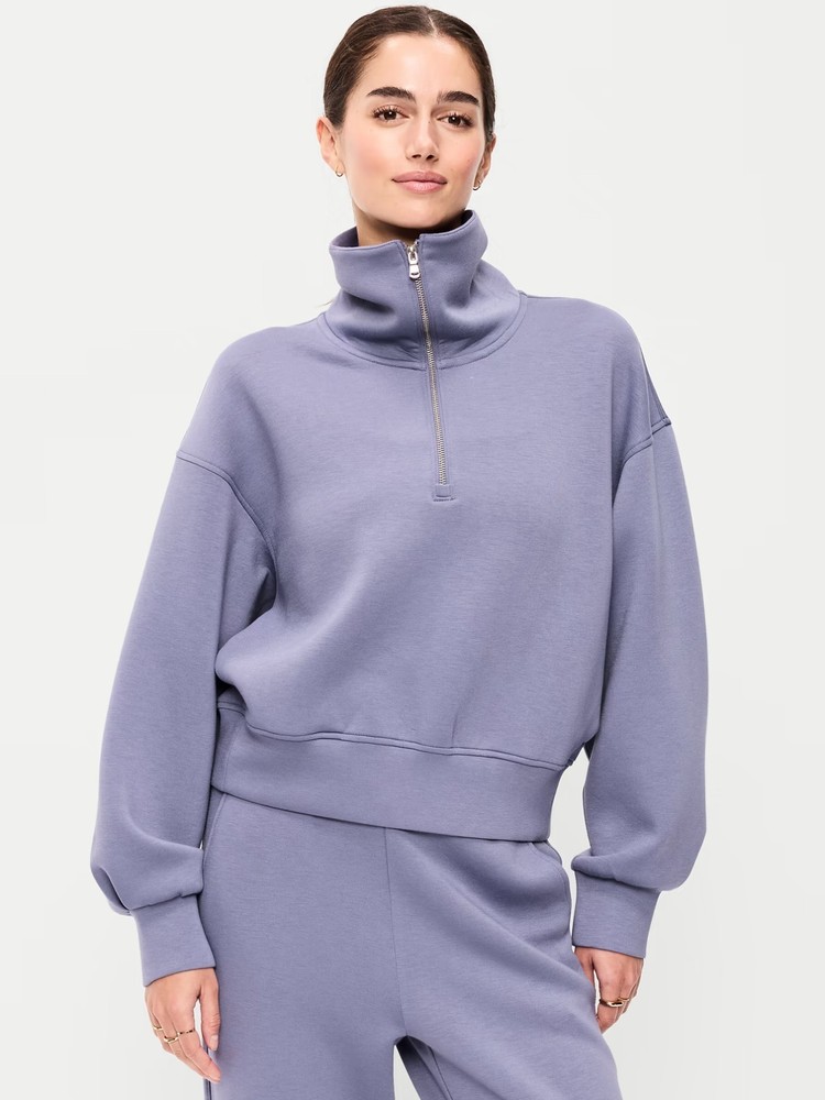 NEW Old Navy Womens Bounce Fleece 1/2 Zip Stretch Sweatshirt Top Purple XL NWT