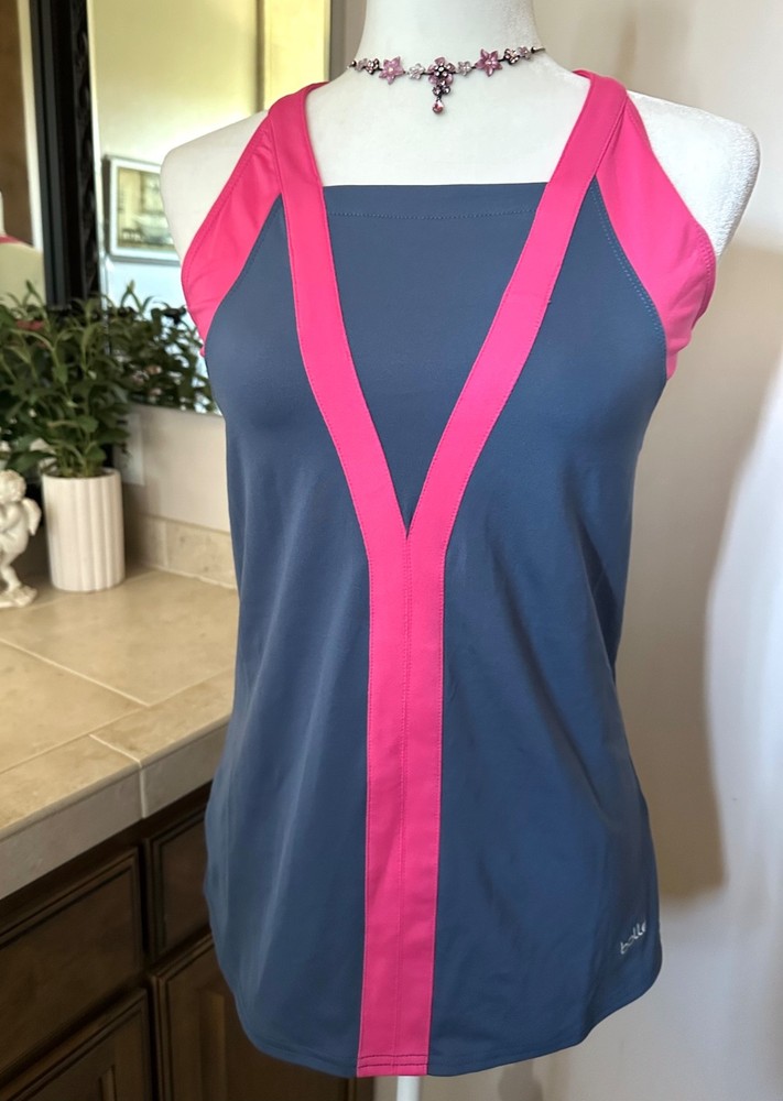 BOLLE Women’s Pink & Gray Blue Athletic Workout Activewear Top Size L