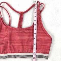 Sports Bra Women Medium Red White Striped Multi Straps Active Yoga Gym