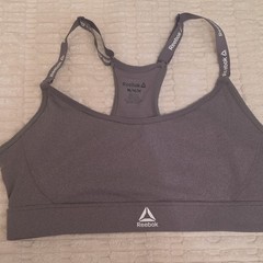Reebok Medium Support Racerback Sports Bra Wireless Full Coverage Gray M
