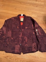 Nike Women’s XL Naomi Osaka Jacquard Oversized Button Jacket Burgundy FV7795-652