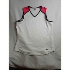 Nike Fit Dry Womens Tank Top White Pink Navy Blue V-Neck Athletic Size M 8-10