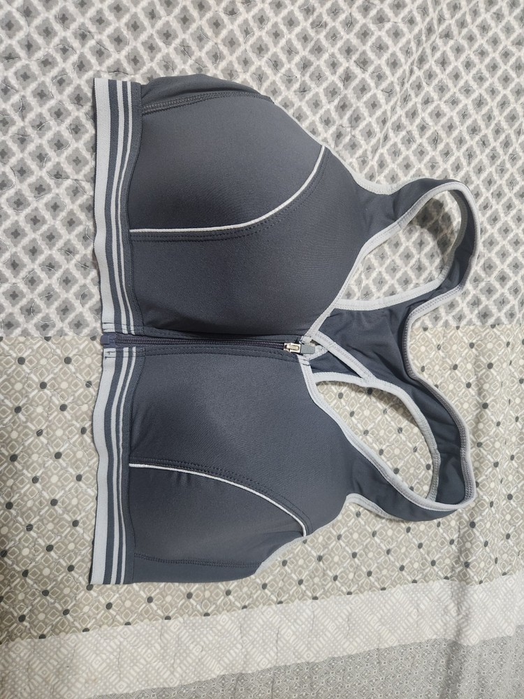 Women’s Danskin Sports Bra xl Black Zipper Front Razorback Straps
