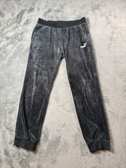 Puma Pants Womens Large Black Velour Joggers Elastic Waist Pockets Athletic