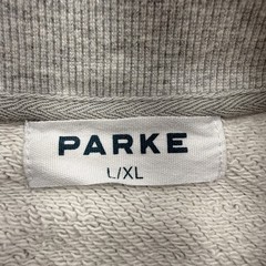 Parke 22 Women’s Varsity Mockneck Sweatshirt Gray/Navy Oversized L/XL Distressed
