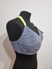 Maidenform Sport Gray & Green Convertible Low Impact Wire free Bra 36DD New