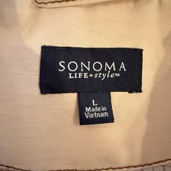 SONOMA LIFE & STYLE BEIGE COTTON NYLON JACKET FULL ZIP SMOCKED WAIST GORPCORE